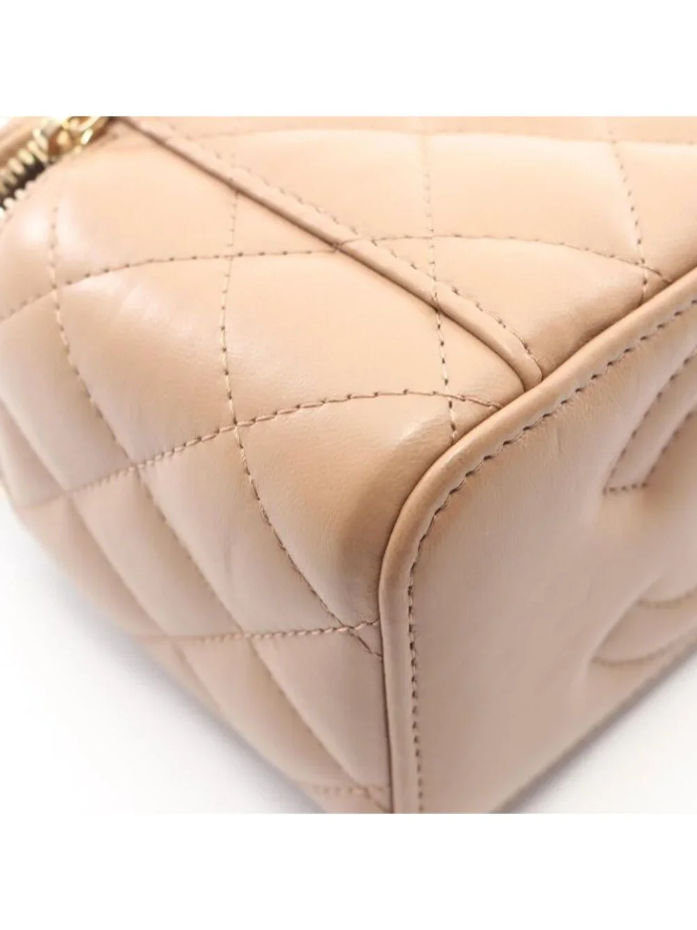 Chanel Shoulder Bag Quilted Vanity Beige Lambskin